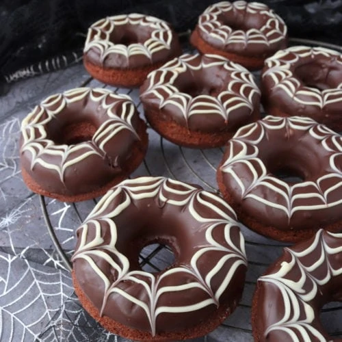 Chocolate Spiderweb Donuts