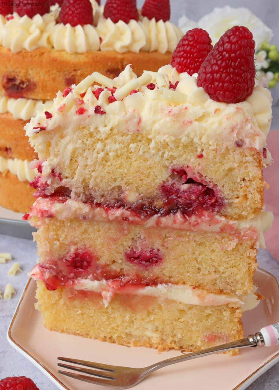 Raspberry & White Chocolate Cake - The Baking Explorer