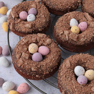 Chocolate Baked Donut Easter Nests