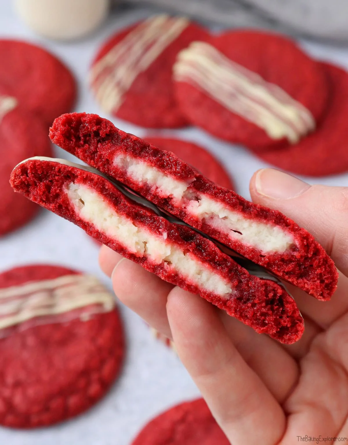Cheesecake Stuffed Red Velvet Cookies