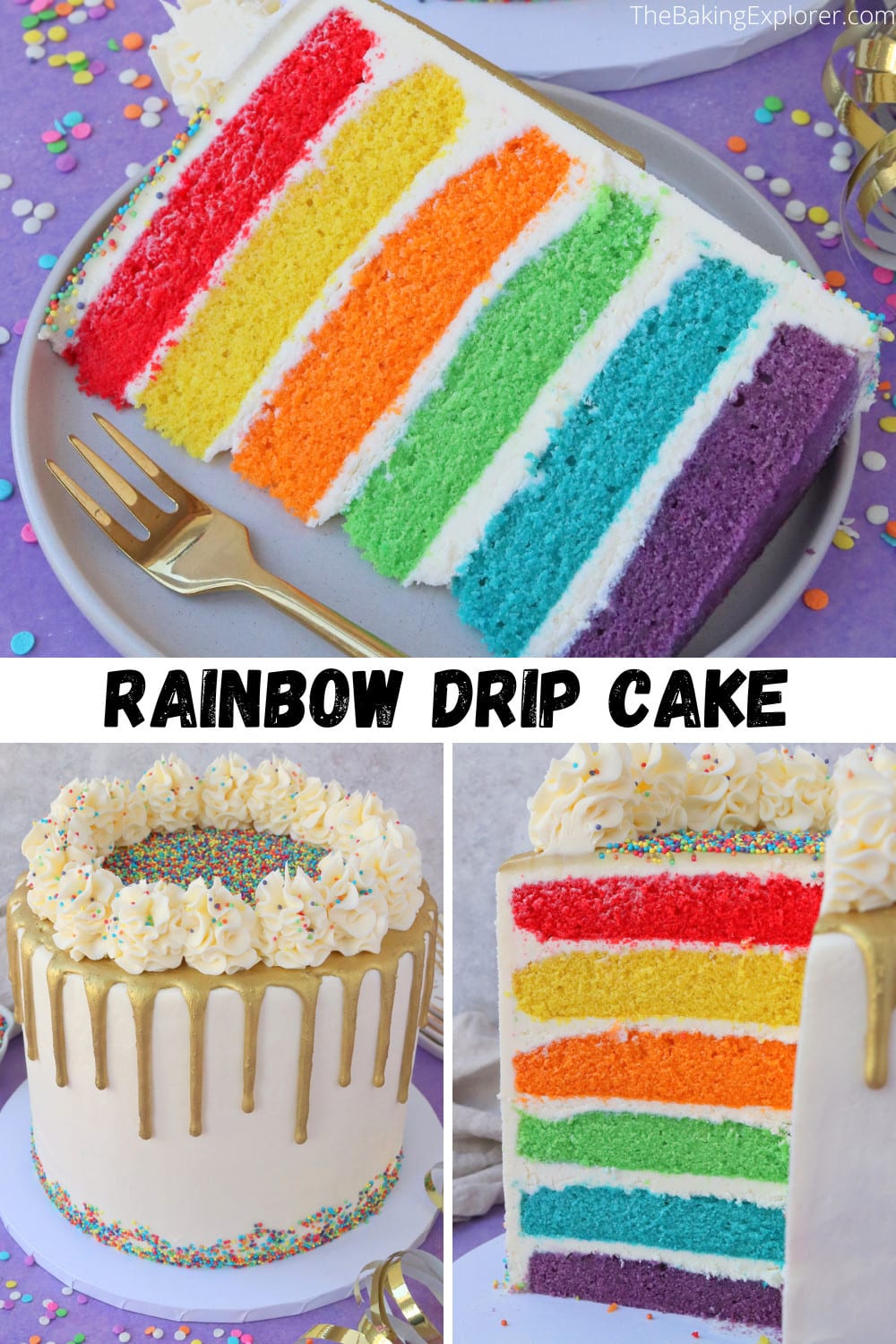 Rainbow Drip Cake - The Baking Explorer