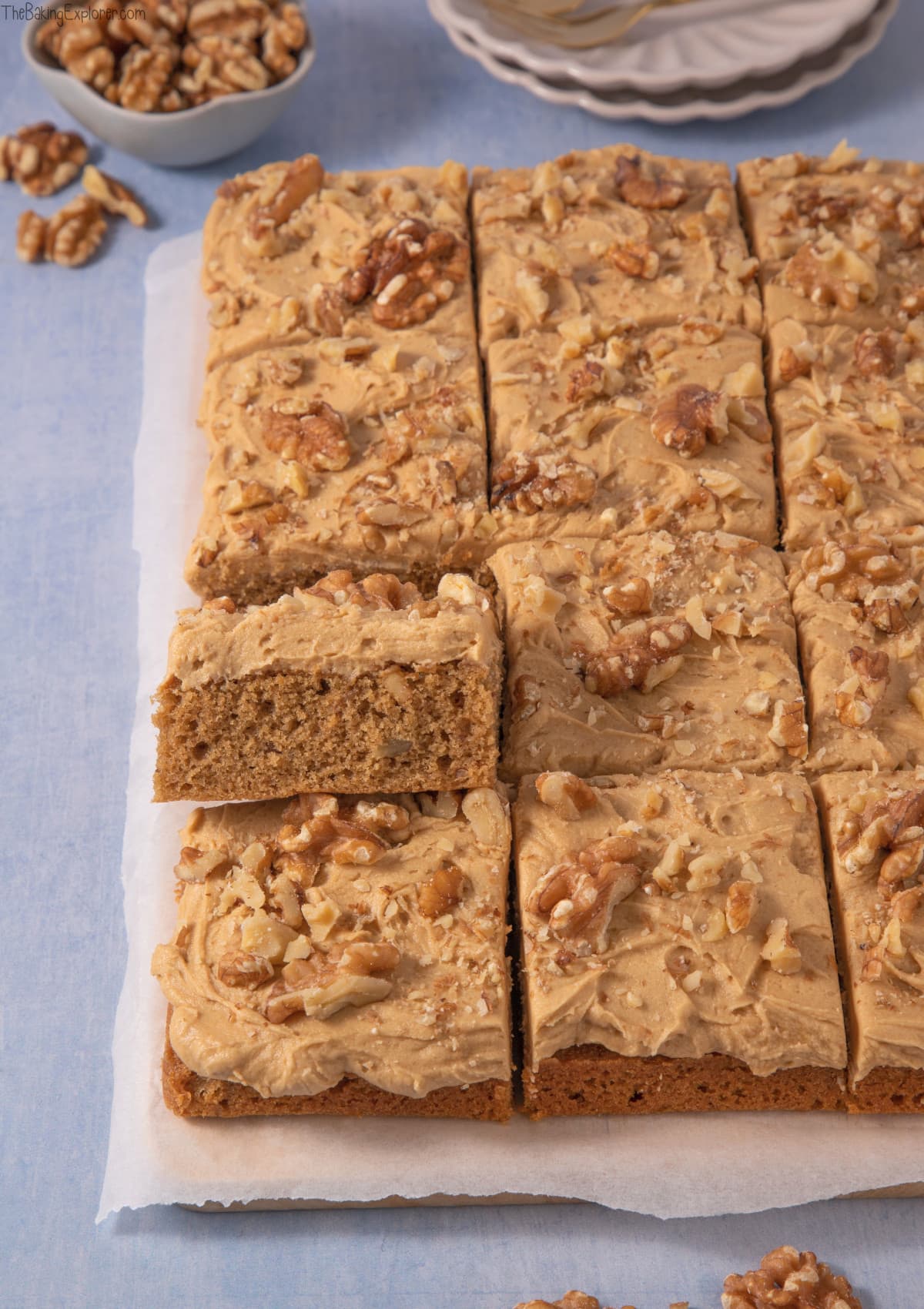 Coffee & Walnut Traybake Cake
