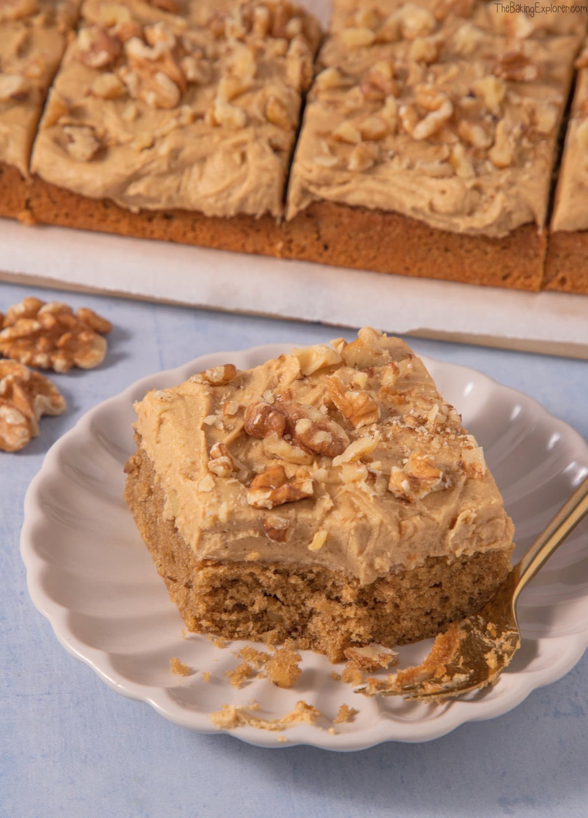Coffee & Walnut Traybake Cake