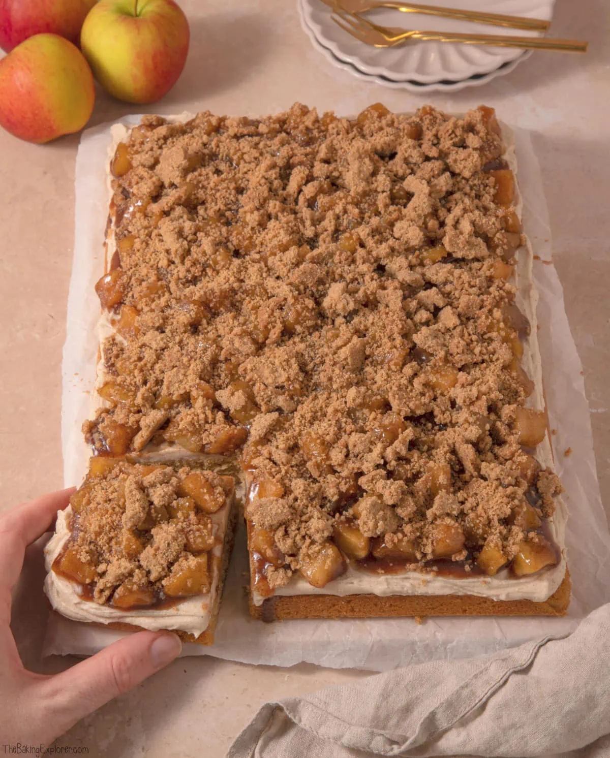 Apple Crumble Traybake Cake