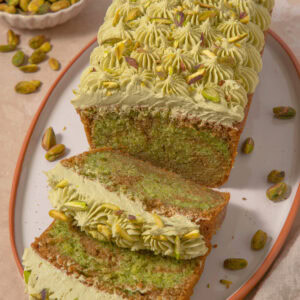 Pistachio Latte Marble Loaf Cake