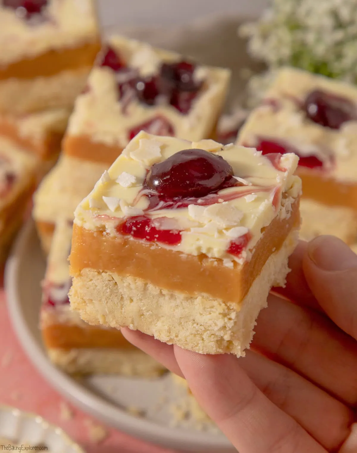 Cherry Bakewell Millionaire's Shortbread