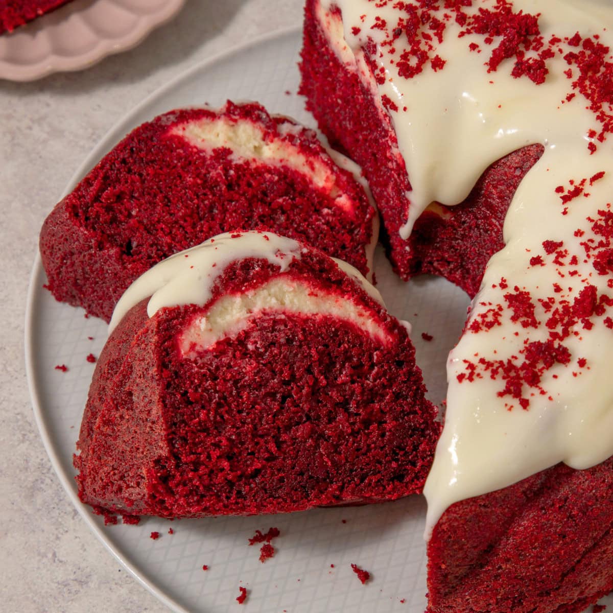 Red Velvet Cheesecake Bundt Cake - The Baking Explorer