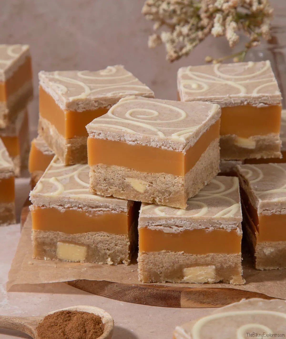 Cinnamon Roll Millionaire's Shortbread