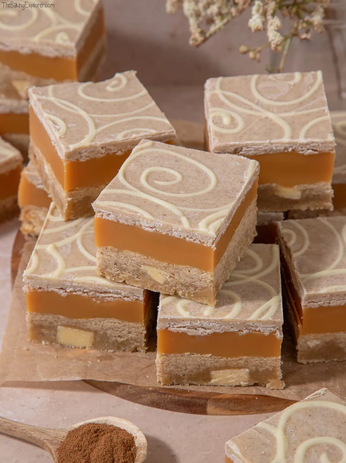 Cinnamon Roll Millionaire's Shortbread