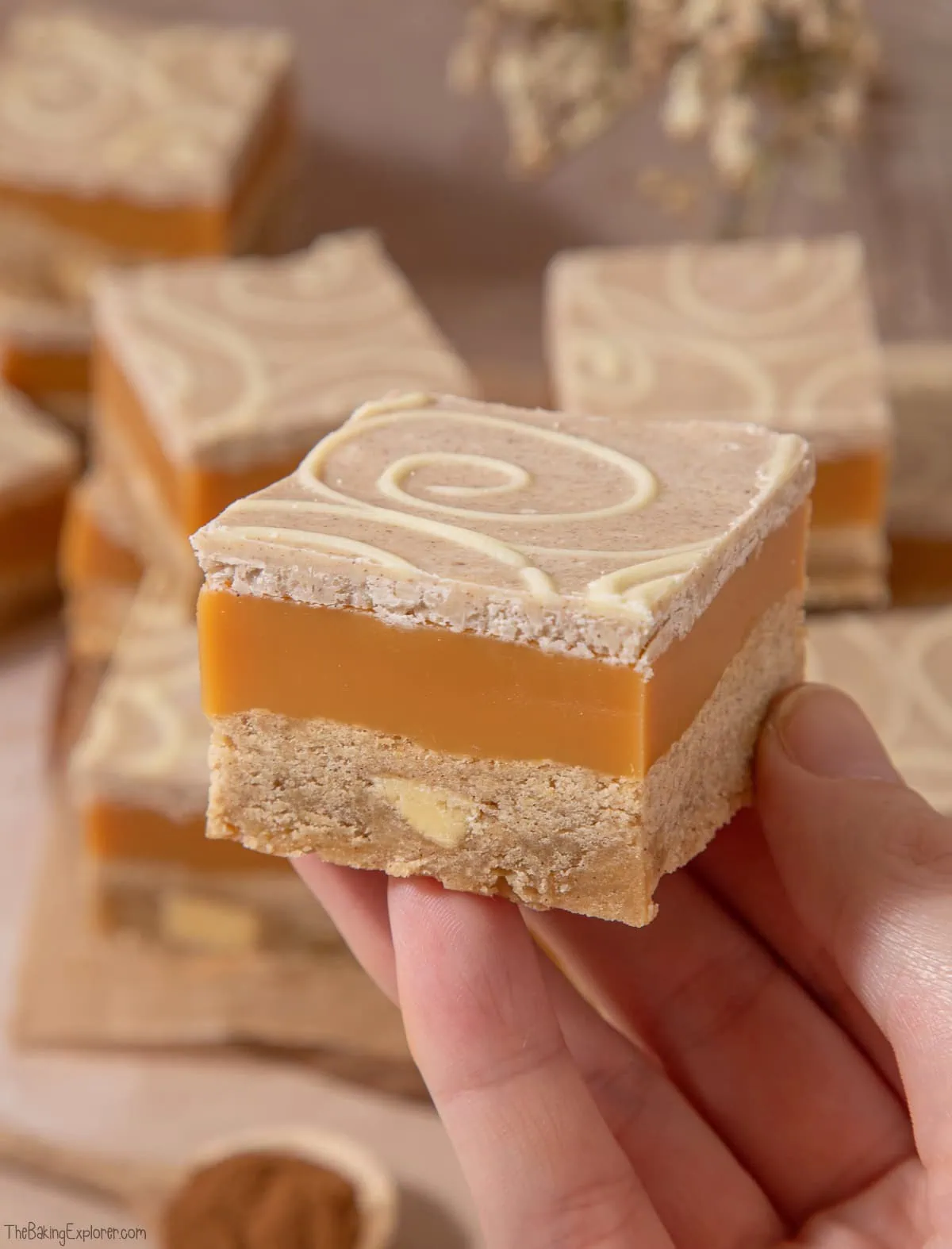 Cinnamon Roll Millionaire's Shortbread