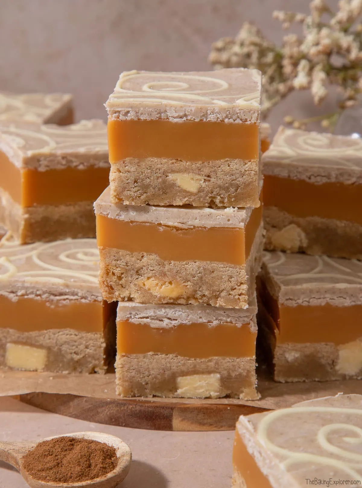 Cinnamon Roll Millionaire's Shortbread