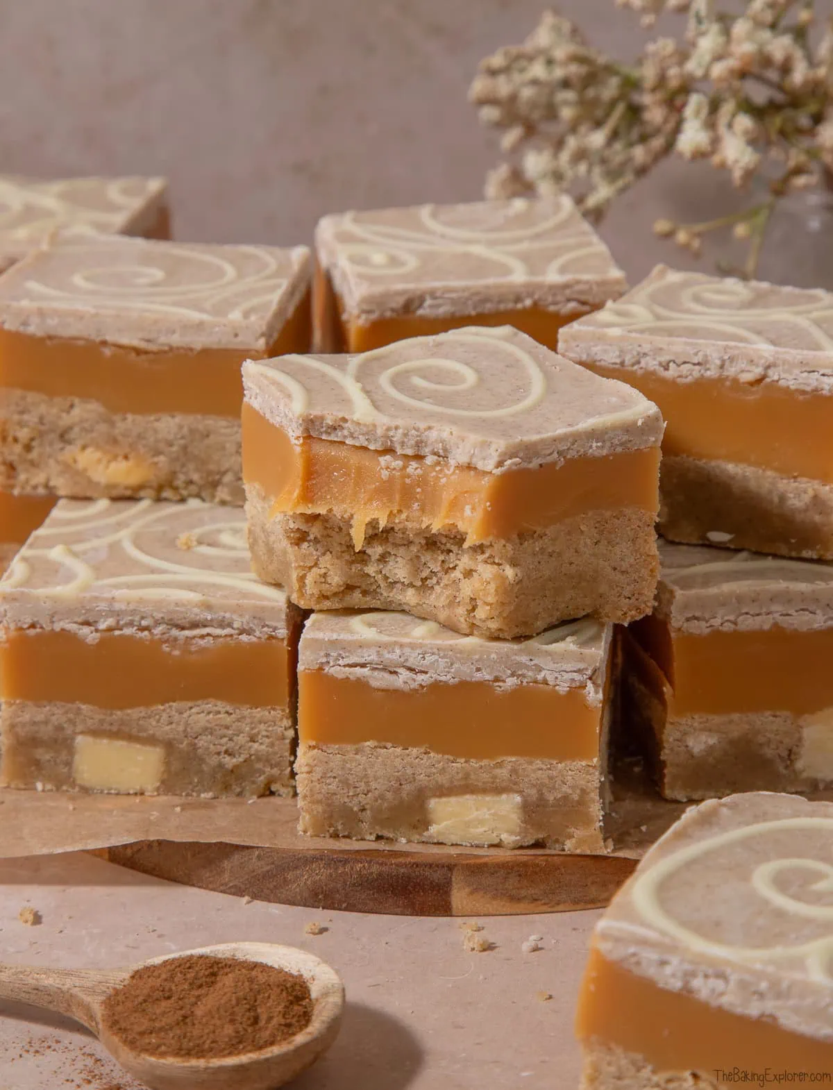Cinnamon Roll Millionaire's Shortbread