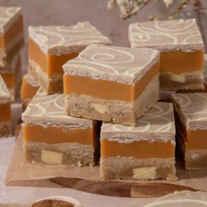 Cinnamon Roll Millionaire's Shortbread