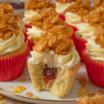 Strawberry & White Chocolate Cornflake Crunch Cupcakes