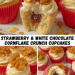 Strawberry & White Chocolate Cornflake Crunch Cupcakes