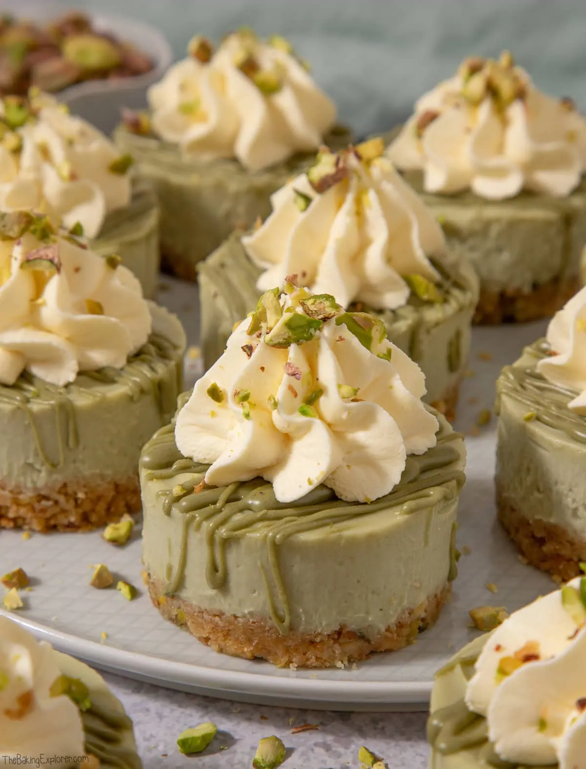 Mini Pistachio Cheesecakes