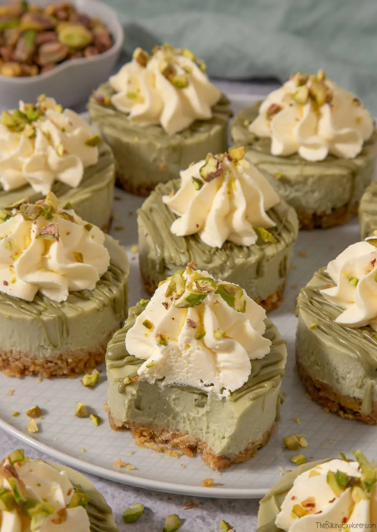 Mini Pistachio Cheesecakes