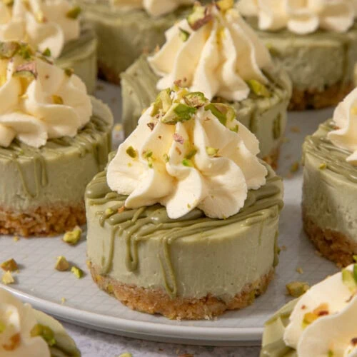 Mini Pistachio Cheesecakes