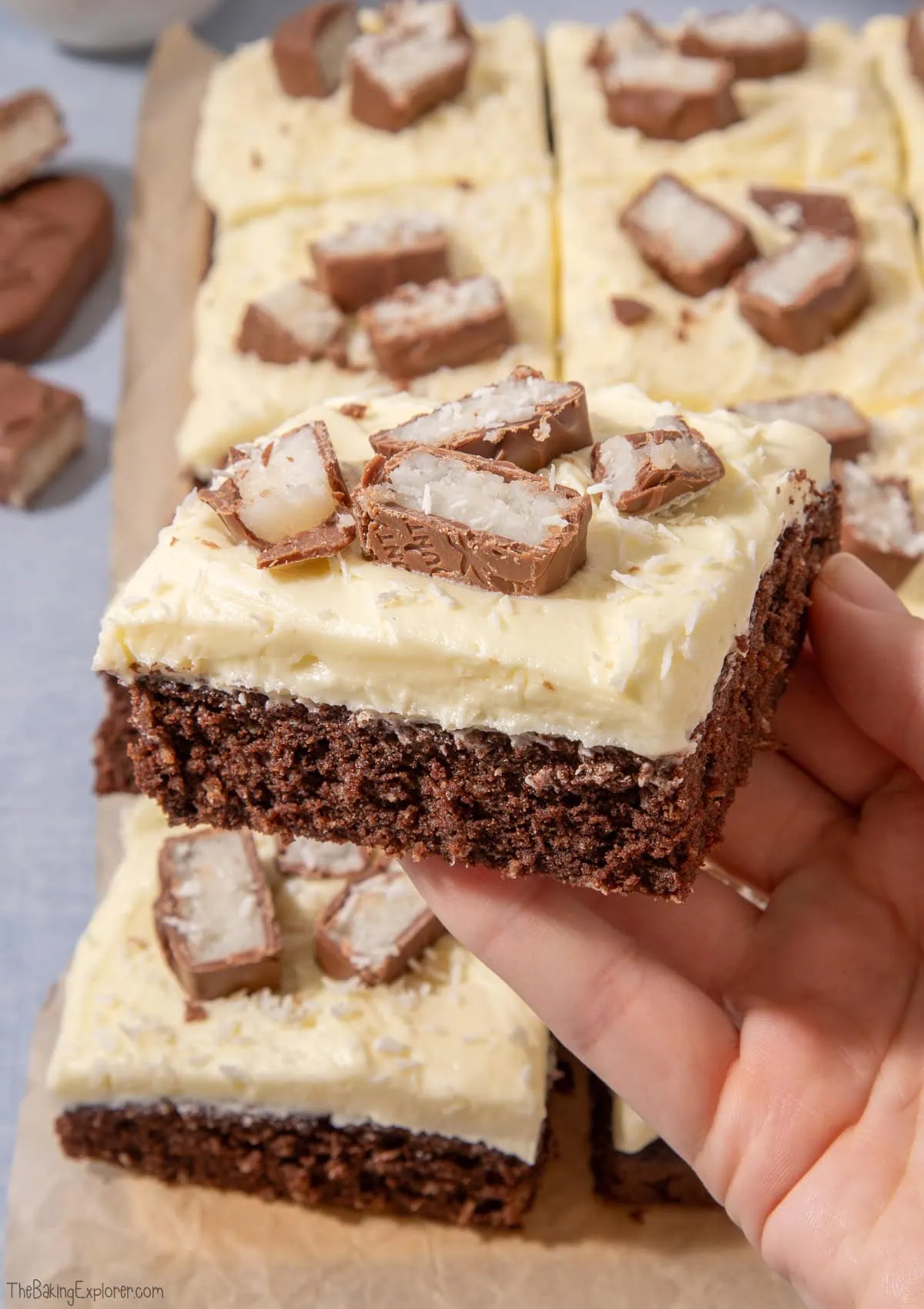 Bounty Chocolate & Coconut Traybake Cake